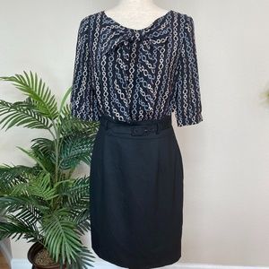 Trina Turk chain link design silk top belted dress